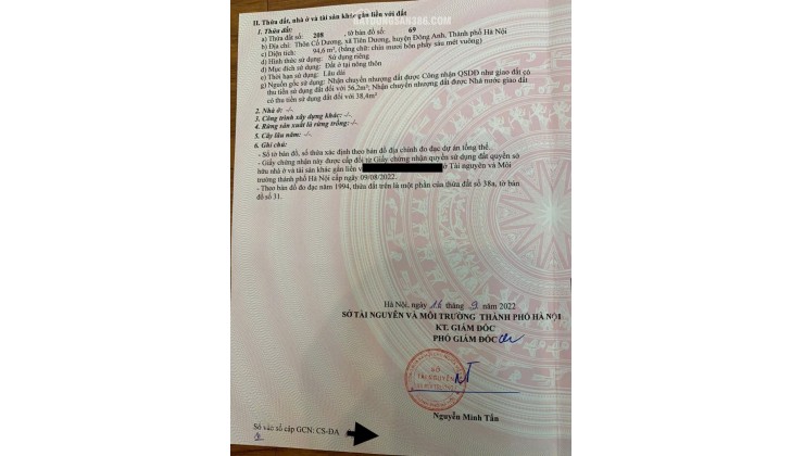  Bán đất Cổ Dương Tiên Dương - 94.6m - Ngõ ô tô - Gần bìa